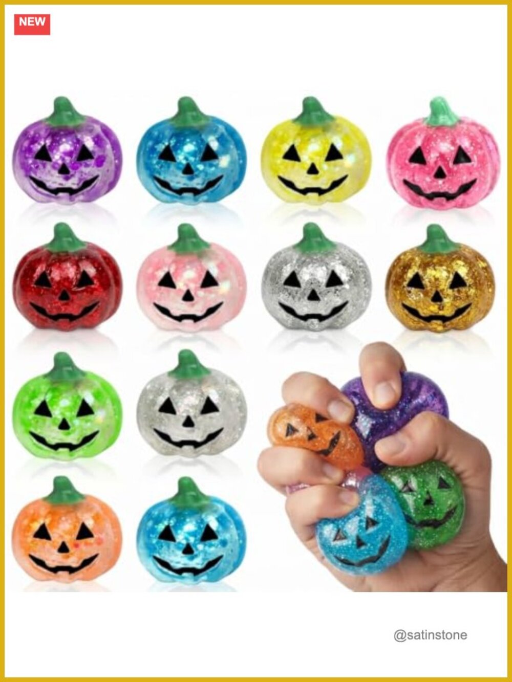 12 Pack Halloween Pumpkin Squishy Stress Balls Party Favors